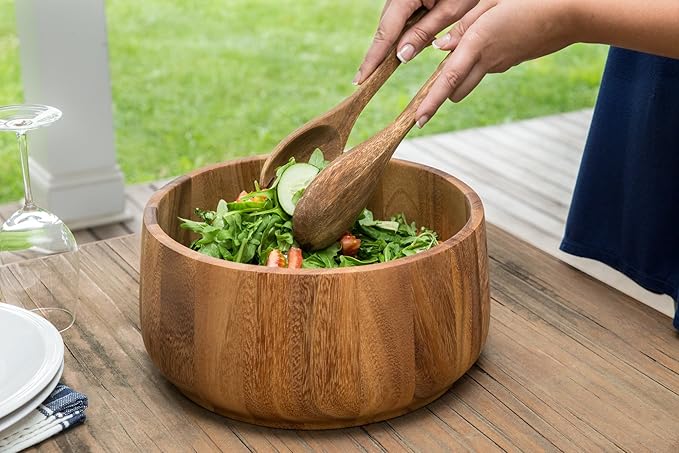 Ironwood Gourmet Acacia Wood Tulip Fuit and Salad Bowl