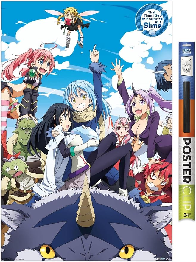 Trends International That Time I Got Reincarnated As A Slime - Group Wall Poster, 22.375" x 34", Premium Poster & Clip Bundle