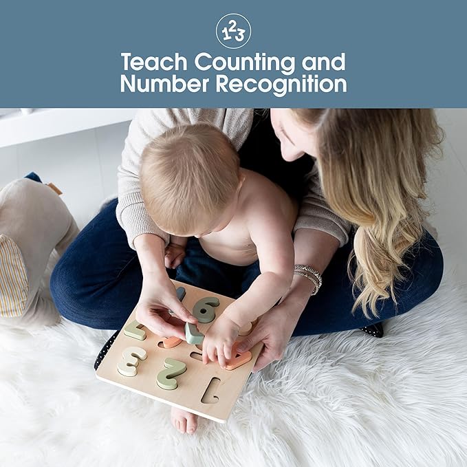 Pearhead Wooden Numbers Puzzle, 1–10 Counting Learning Toy for Toddlers, Montessori Educational Play, Spring Easter Basket Gift