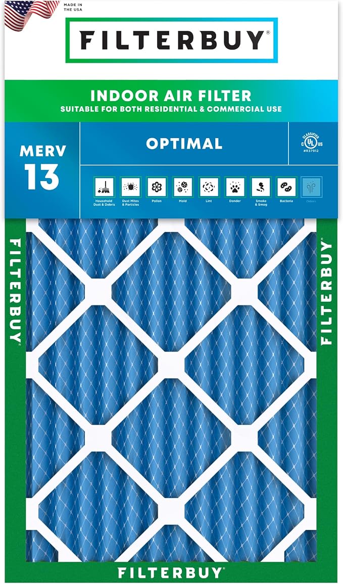Filterbuy 18x30x2 Air Filter MERV 13 Optimal Smoke & Allergy Defense,