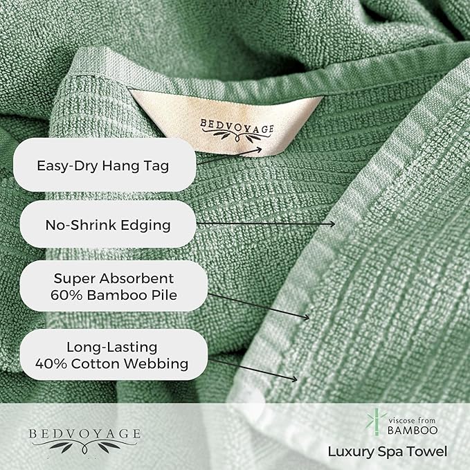 BedVoyage Luxury Bath Towel - Ultra Soft Plush Bathroom Towel - Highly Absorbent Viscose from Bamboo Bath Towels Ultra Soft - Spa Towels for Body - Seaglass