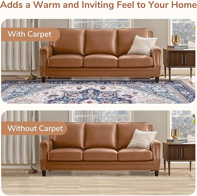 OPPODREAM Thin Entryway Rug 2x10, 2x10 Rug Runner, Washable Hallways Carpet 2 x 10 with Non Slip Backing, Low-Pile Bedside Carpet 2 x 10, Long, Faux Cashmere, Navy Blue & Red & Cream