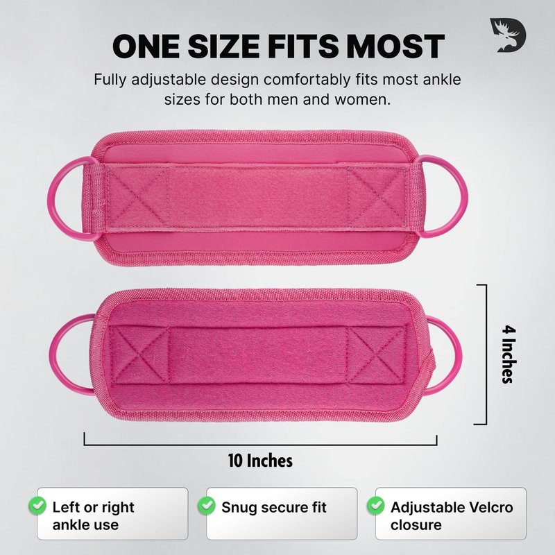 DMoose Fitness Ankle Strap for Cable Machine - One Size Fit with Premium Padding Cuffs, Ankle Bands for Working Out, Booty Workouts, Leg Extension, Hip Abductors, Kickbacks & Lower Body Exercises