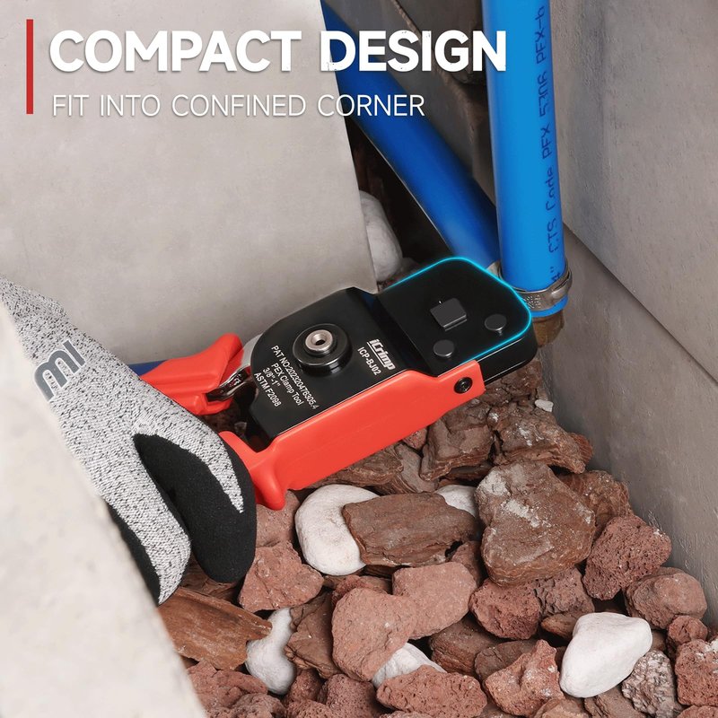 iCrimp KIT-BJ02 PEX Crimping Tool Kit with PEX Clamps, PEX Pipe Cutter, One-Handed PEX Clamp Tool for Cinching 3/8-in, 1/2-in, 3/4-in, 1-in PEX Clamp
