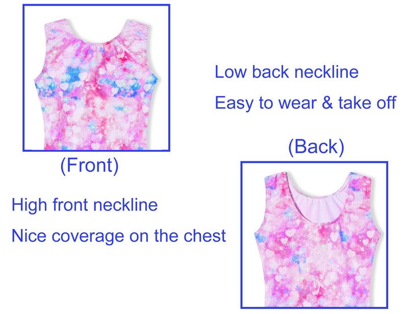Domusgo Toddler Girls Gymnastics Leotards Size 2t 3t Glitter Purple Pink Love Heart Sleeveless Tank Biketard