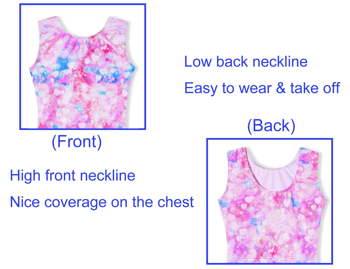 Domusgo Gymnastics Leotards for Girls 1t 2t Sparkle Pink Rainbow Love Heart Biketard with Shorts