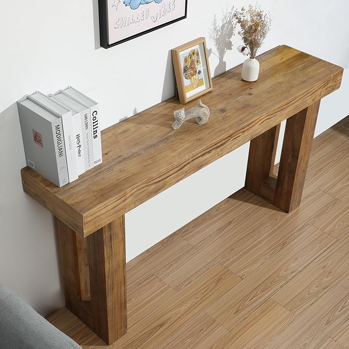 Reclaimed Solid Wood Console Table, 59" Long Farmhouse Entryway Table, Rectangular Couch Tables Behind Sofa, Accent Tables for Hallway, Entrance, Foyer, Living Room