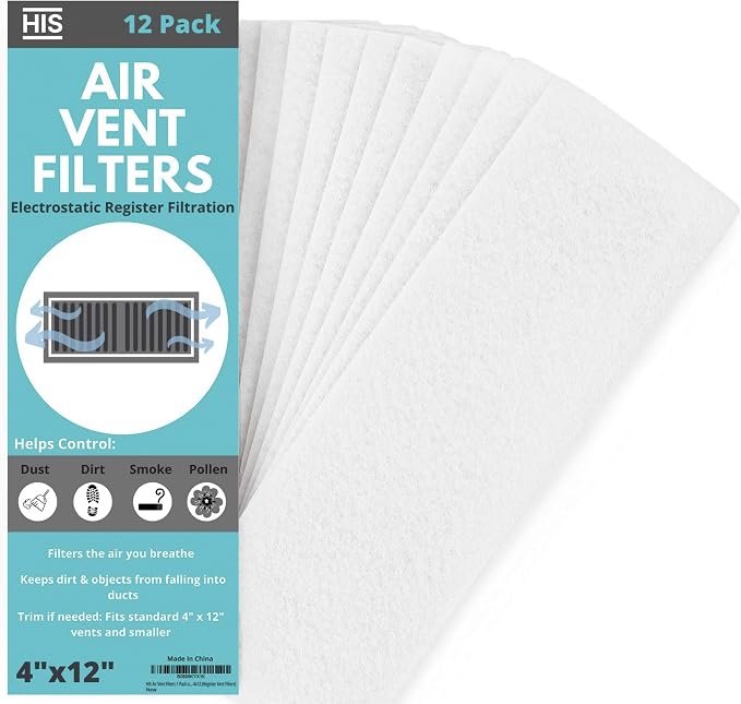 Air Vent Filters For Home 1 Pack of 12-4" x 12” – Register Vent Filters – AC