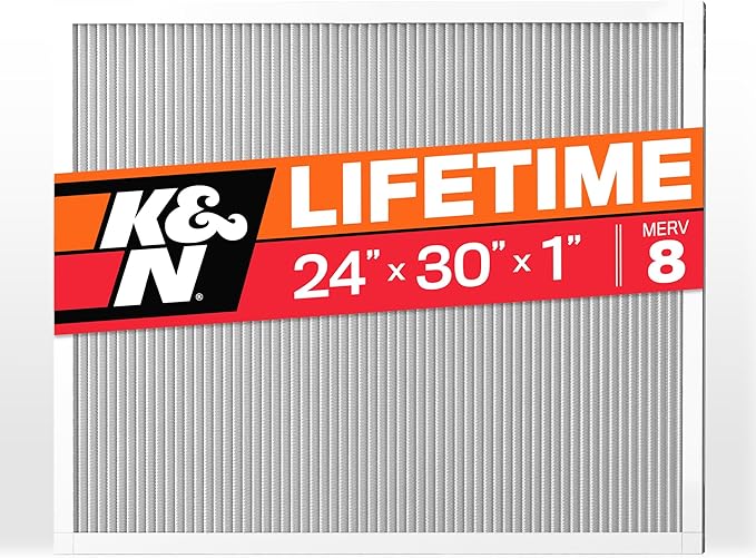 K&N 24X30X1 HVAC Furnace Air Filter, Lasts a Lifetime, Merv 8, the Last HVAC