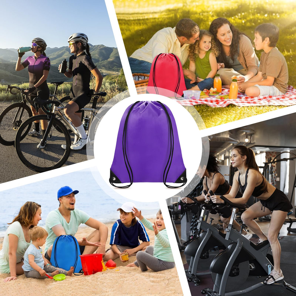 Grneric Drawstring Backpack Bulk 70Pcs String Backpack Drawstring Bags Cinch Bag Sackpack for Men Women Gym(Purple)