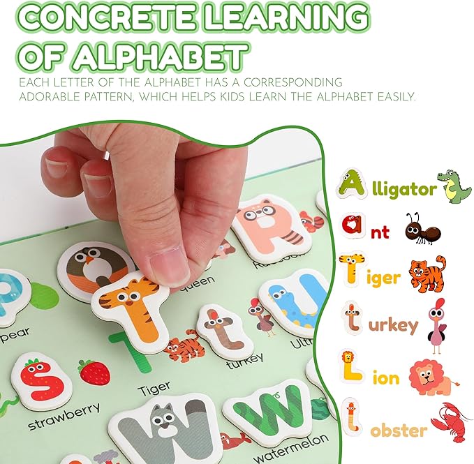 breazo Magnetic Alphabet Letters Book Set with 79 PCS, Animal ABC Magnets for Kids Learning, Uppercase & Lowercase Montessori Toys for Preschool, Homeschool & Classroom Educational Supplies