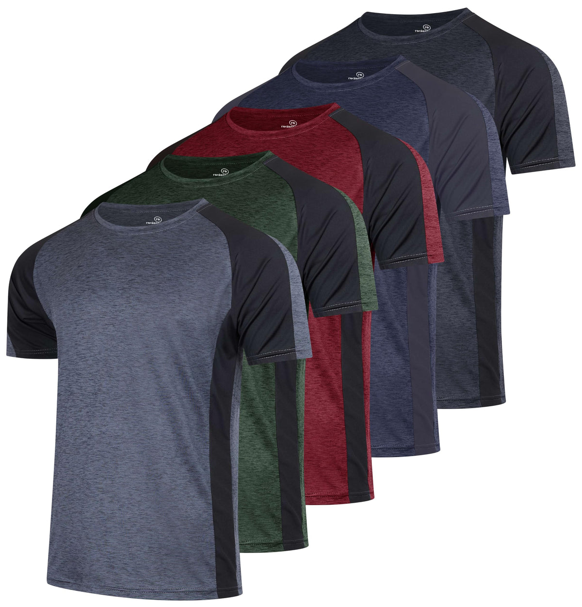 Real Essentials 5 Pack: Men's Dry-Fit Short Sleeve Crew Neck T Shirts Fitness Running Gym Workout Cool Exercise Athletic Tee, Set 13, 3X-Large
