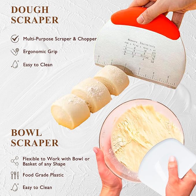 Complete Sourdough Starter Kit, Sourdough Bread Baking Supplies, Banneton Bread Proofing Basket with Sourdough Starter Jar, 9inch Round Bread Proofing Basket, for Bread Baking