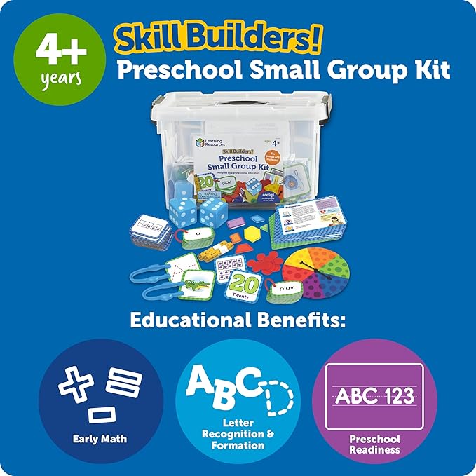 Learning Resources Skill Builders Preschool Small Group Kit, Alphabet Learning Toys, Letter and Number Recognition for Preschoolers, Classroom Math Games, Classroom Must Haves, Homeschool Supplies