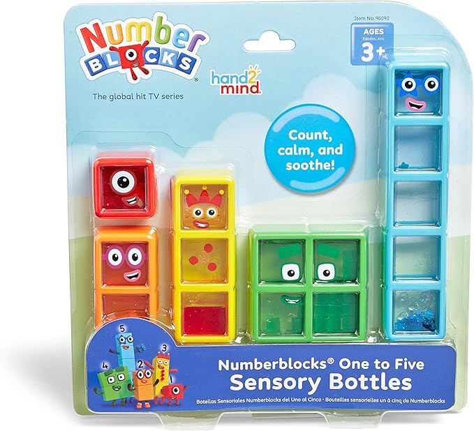 hand2mind Numberblocks One to Five Sensory Bottles, Numbers for Toddlers, Counting Toys, Calming Sensory Fidget Toys, Calm Down Corner Supplies, Social Emotional Learning, Birthday Gifts for Kids