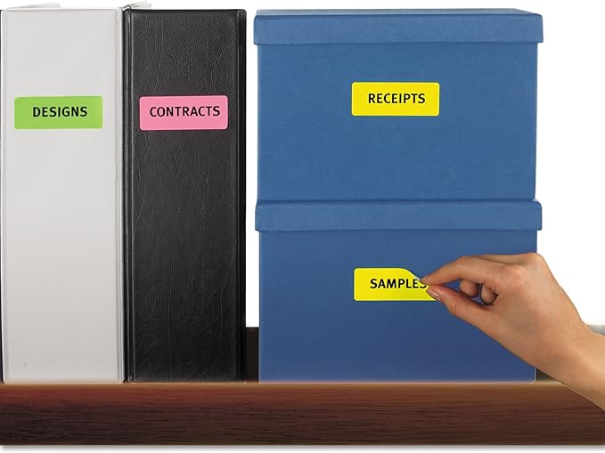 Avery Multipurpose Labels, Removable, Assorted Neon, 1 x 2.625 Inches, (6479) (Pack of 1800)
