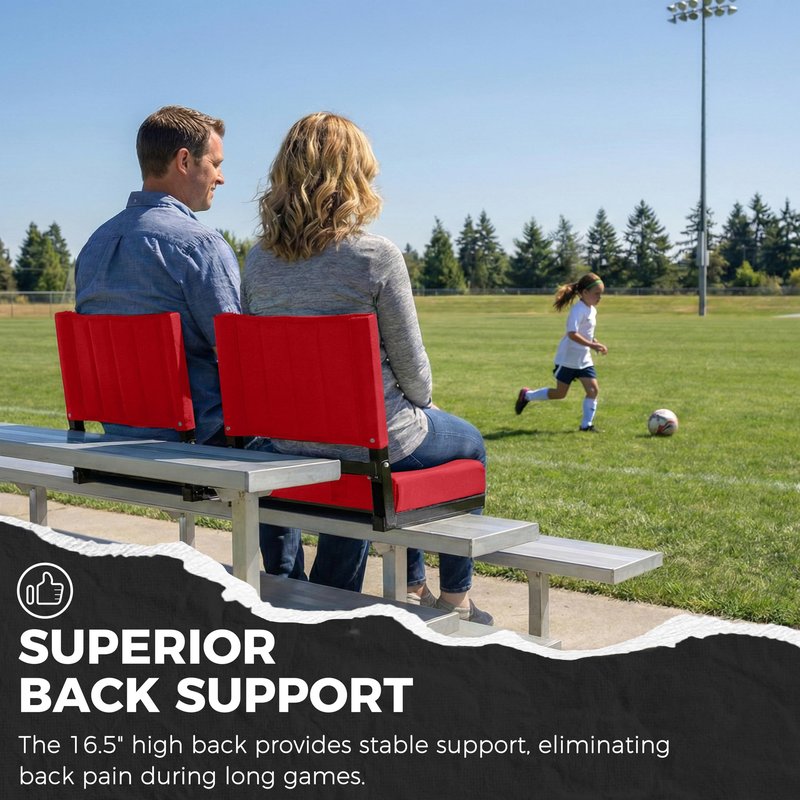 SPORT BEATS Stadium Seats with Back Support Bleacher Chairs with Back and Cushion Thick Padded Bleacher Seats Includes Shoulder Strap Red 2pcs Standard