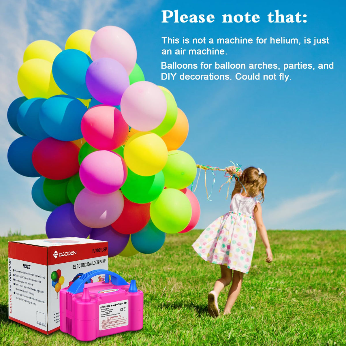 IDAODAN Electric Balloon Pump, Portable Electric Balloon Blower Machine Inflator Air Pump for Party Decorations