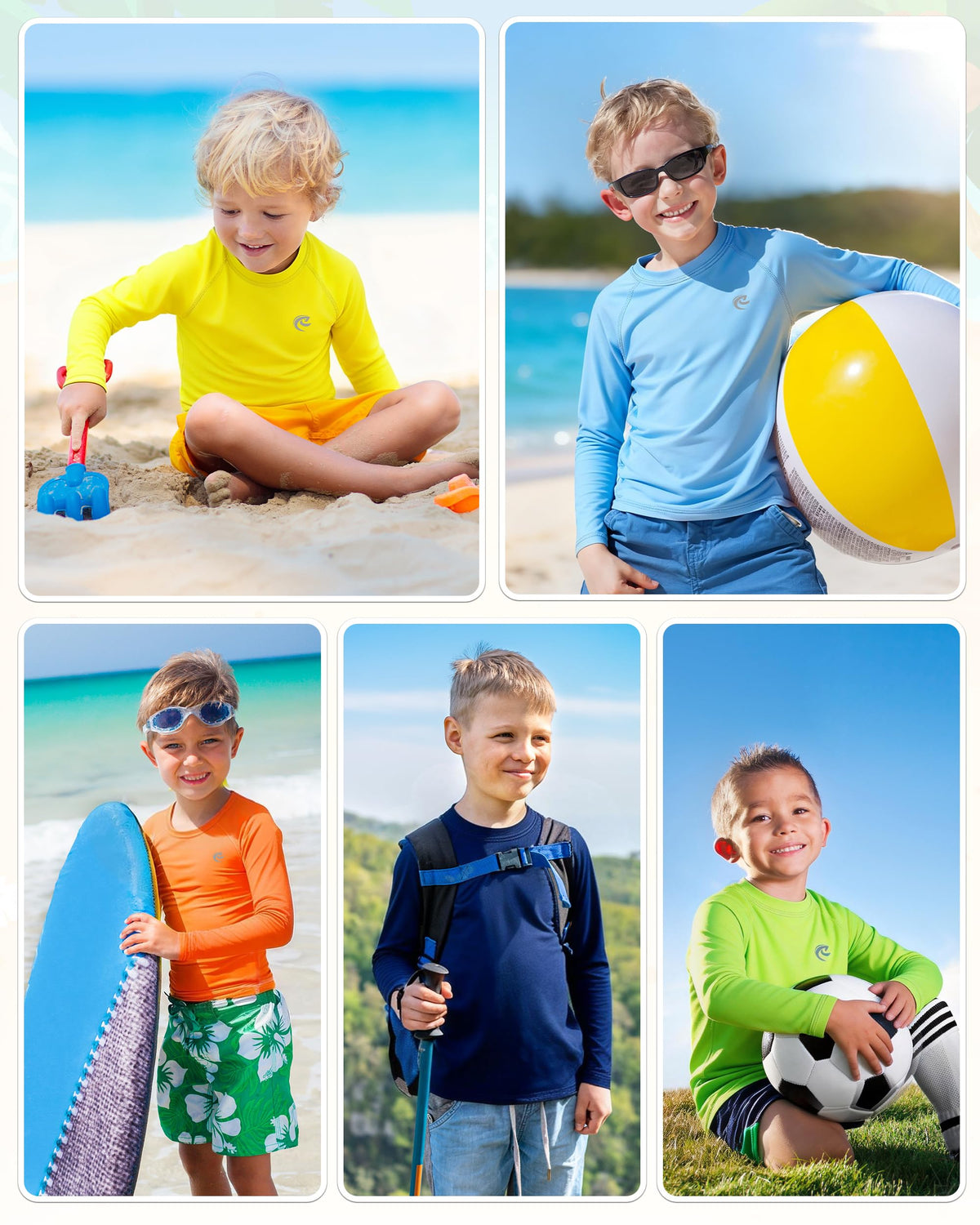 Kids Boys Fishing Sun Shirts, Outdoor Long Sleeve Lightweight UPF 50+ Running Rash Guard Shirt