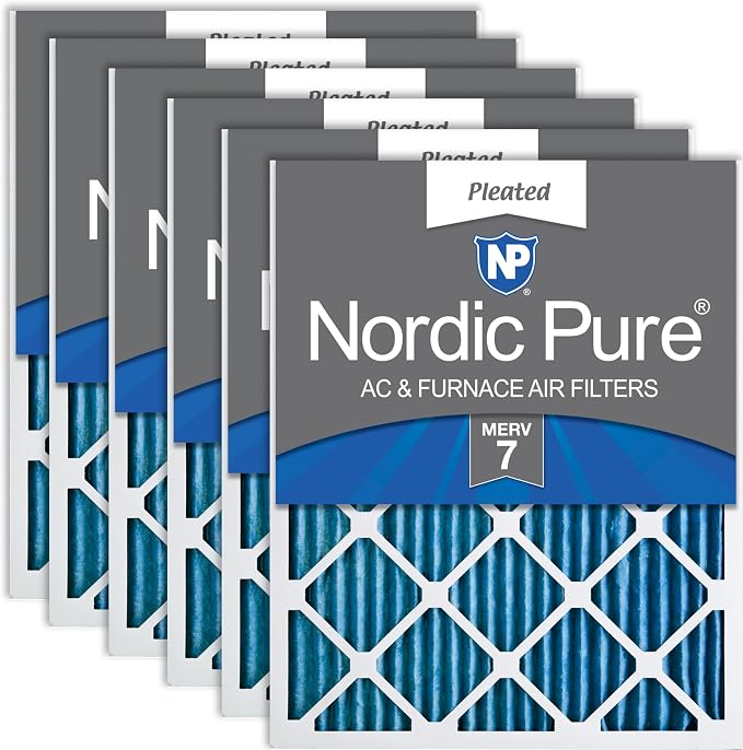 Nordic Pure 16x25x1 Pleated MERV 7 Air Filters 6 Pack