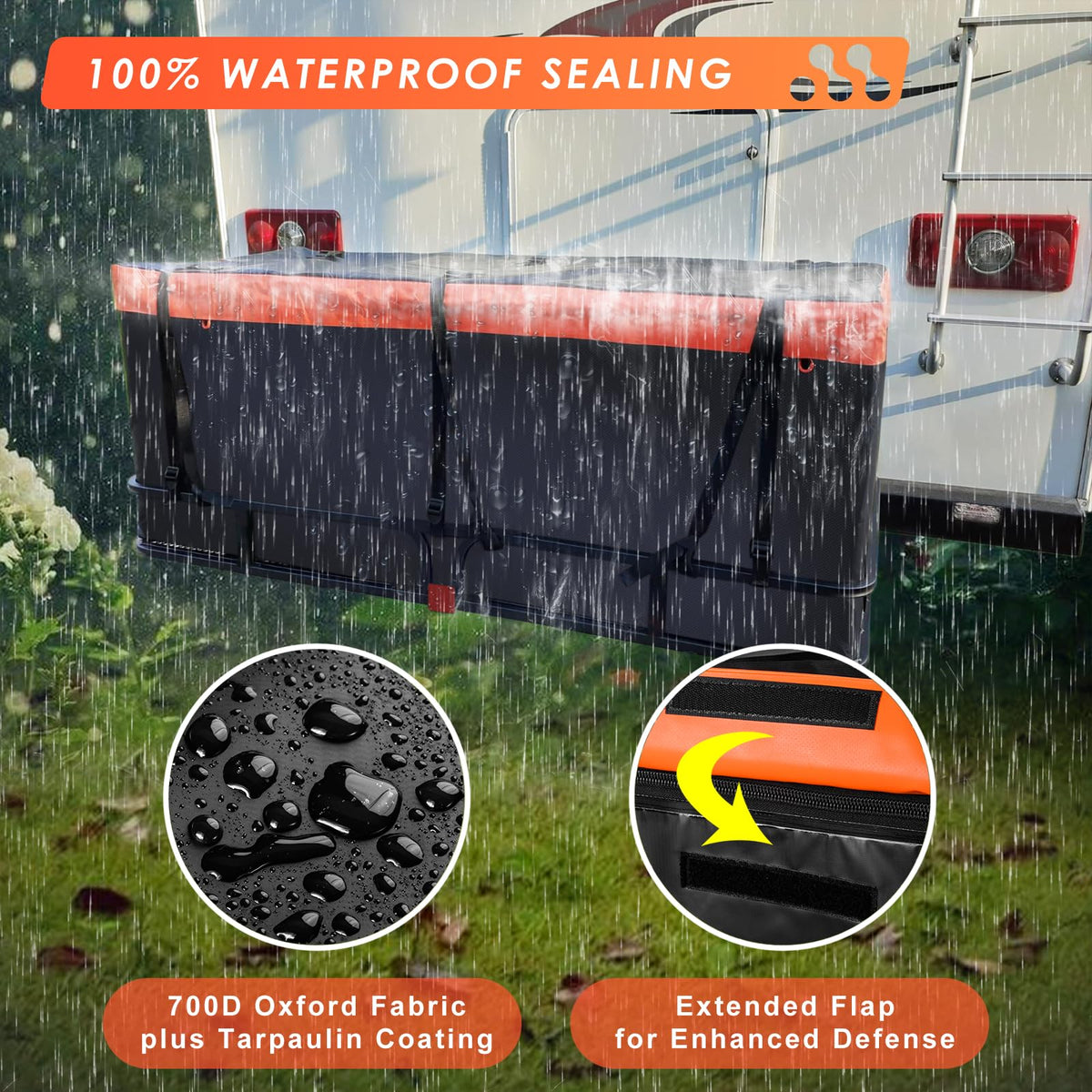 MeeFar Cargo Carrier Basket + Waterproof Bag (53"x19"x5.5", Hitch Mount)