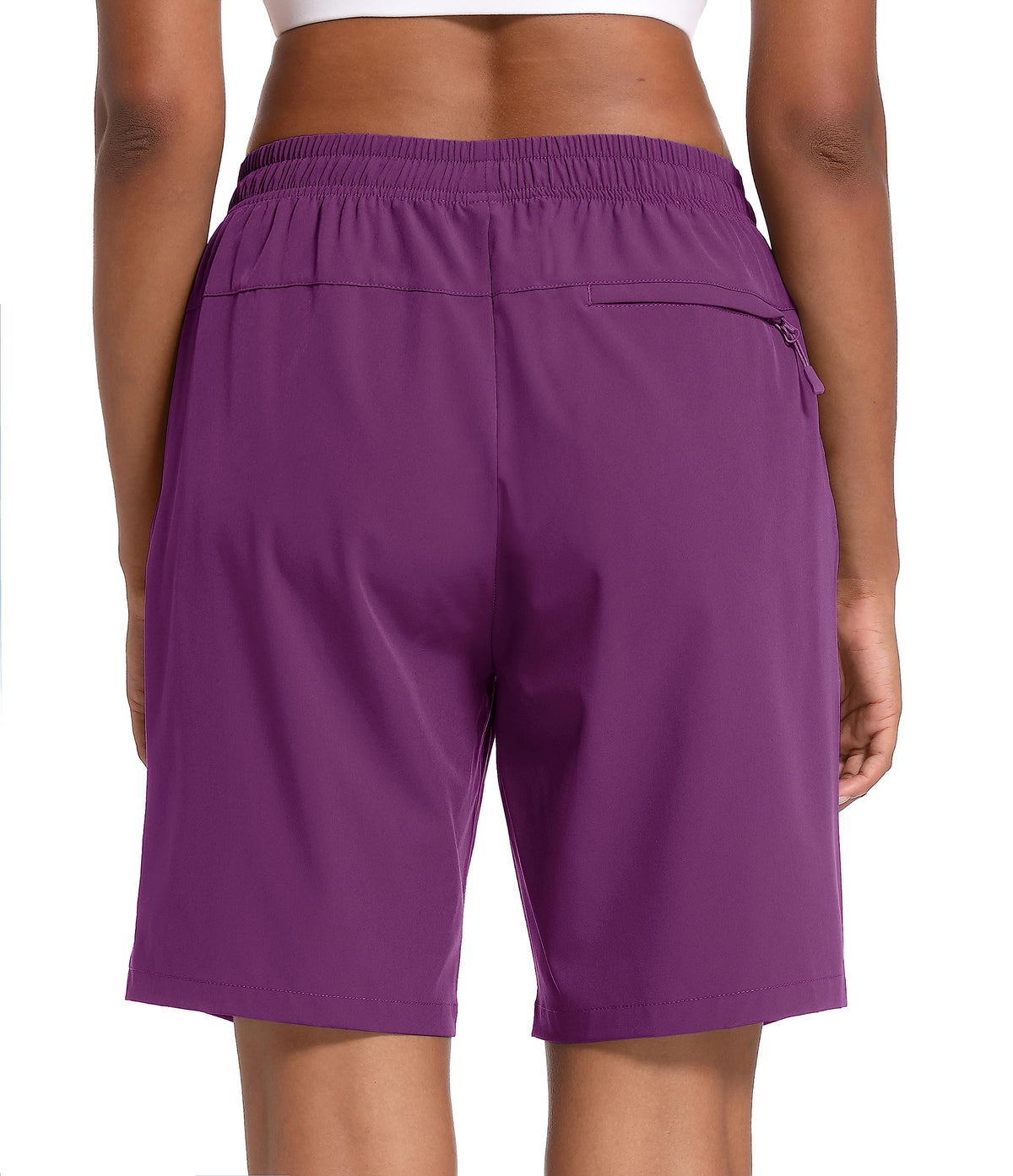 MAGCOMSEN Outdoor Shorts Women Hiking 8 Inch with Pockets Water Resistant Quick Dry Golf Shorts Purple Red S