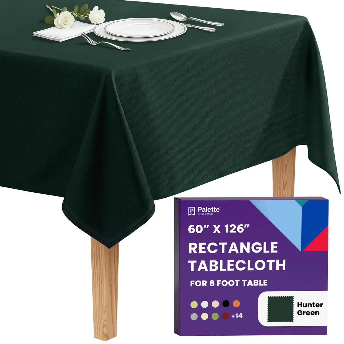 Gee Di Moda Rectangle Tablecloth - 60 x 126 Inch Black Table Cloth for 8 Foot Rectangle Tables - Heavy Duty Washable Fabric - for Holiday Party, Dinner, Weddings, Baby Shower & Events
