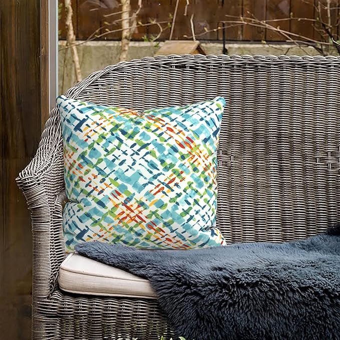 Outdoor Throw Pillow Covers 18”x18”, Decorative Pillow Covers for Patio Furniture, Modern Cushion Cases for Garden Couch Home Sofa Bed Office Chair, Pack of 2,Acapa Opal Geometric