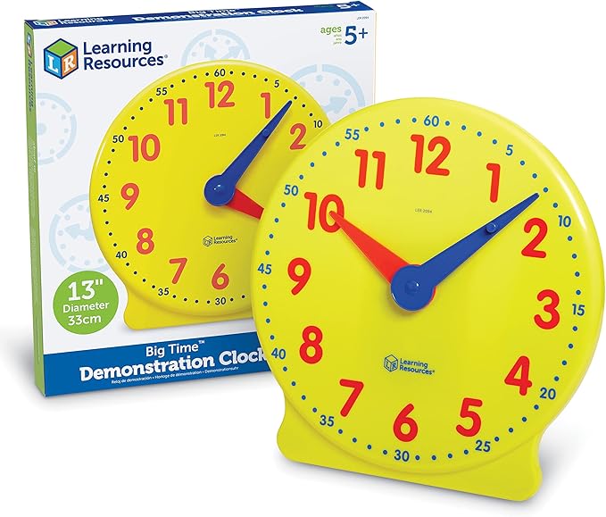 Learning Resources Big Time Learning Clock - Teacher Classroom Must Haves, Elementary School & Montessori Activities, Math Manipulatives, Time Flash Cards, Gifts for Boys and Girls