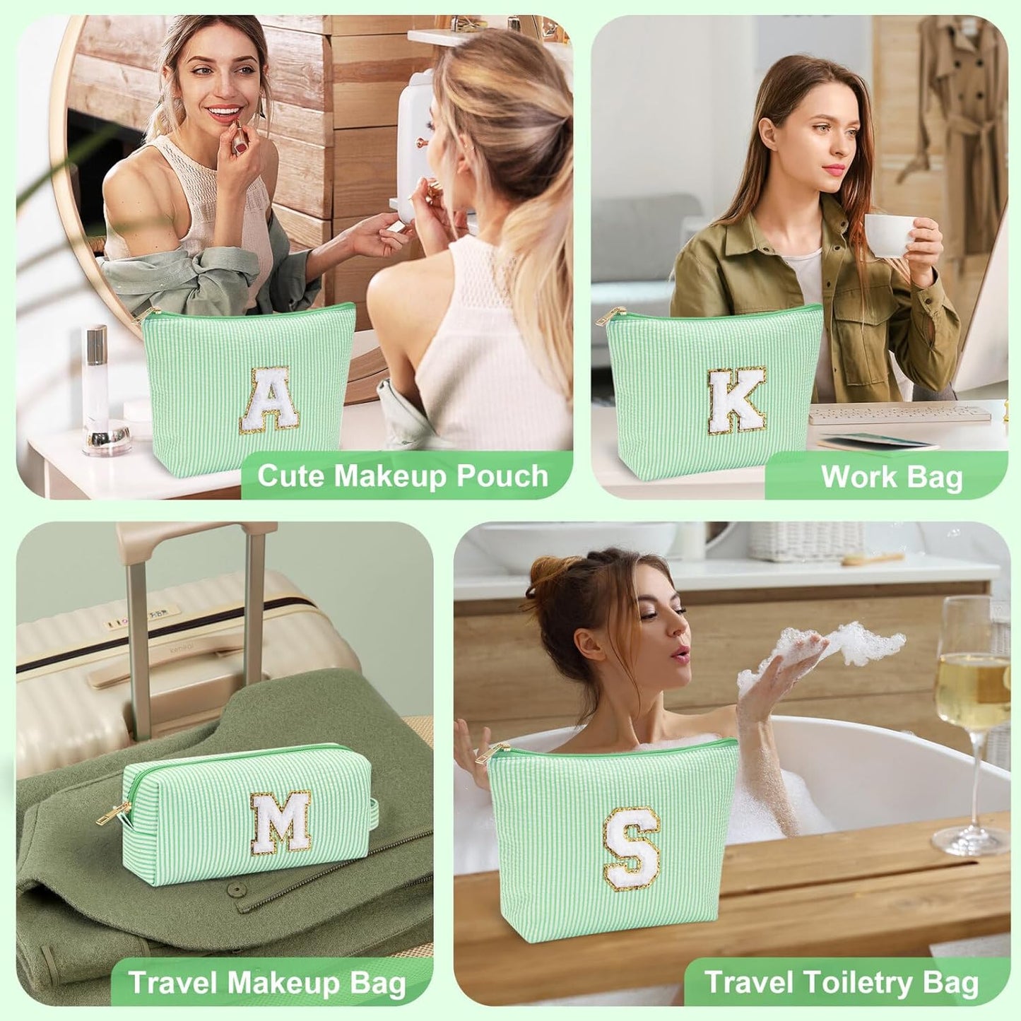 YOOLIFE Gifts for Girls & Women, Teen & Birthday Gifts, Personalized Initial Makeup Bag