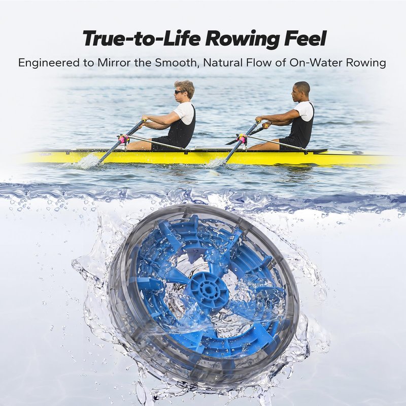 MERACH Water Rowing Machines for Home, Wood Rower Machine with 12 Enhanced Resistance Blades, Upgraded Handle, Adjustable Footpad, Dedicated Monitor & Bluetooth App