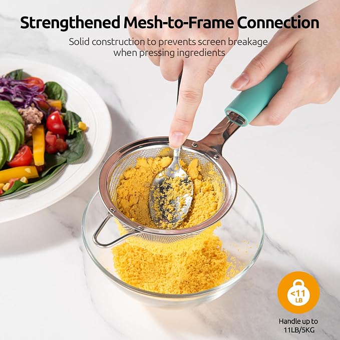 U-Taste Small Fine Mesh Strainer: 18/8 Stainless Steel 3.35in 30 Mesh Kitchen