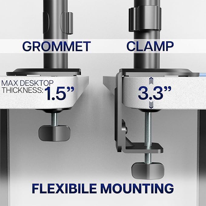 VIVO Dual Monitor Arm Extra Tall Mount for Screens up to 32 inches, Mechanical Height Adjustment, Full Articulating Heavy Duty VESA Stand with Desk C-clamp and Grommet, STAND-V012K
