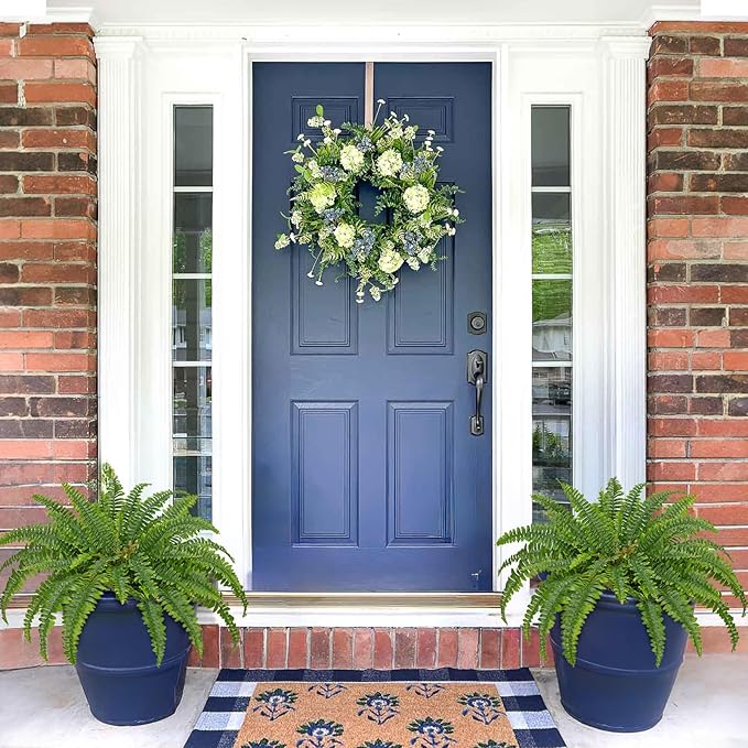 Ferns Artificial Plants 2 Pack Faux Ferns for Outdoor Planter Large Fake Ferns Look Real Artificial Ferns with 86 Fronds Hanging Boston Fern Fake Plant Shrubs for Home Farmhouse Garden Porch Decor