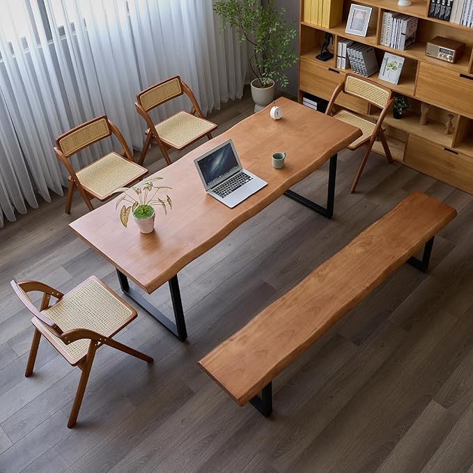 Stylish Solid Wood Office Desk with Sturdy Metal Base - Durable Multi-Size Executive Computer & Dining Table - Perfect for Home Office & Work Environments (Brown, 70.87in)
