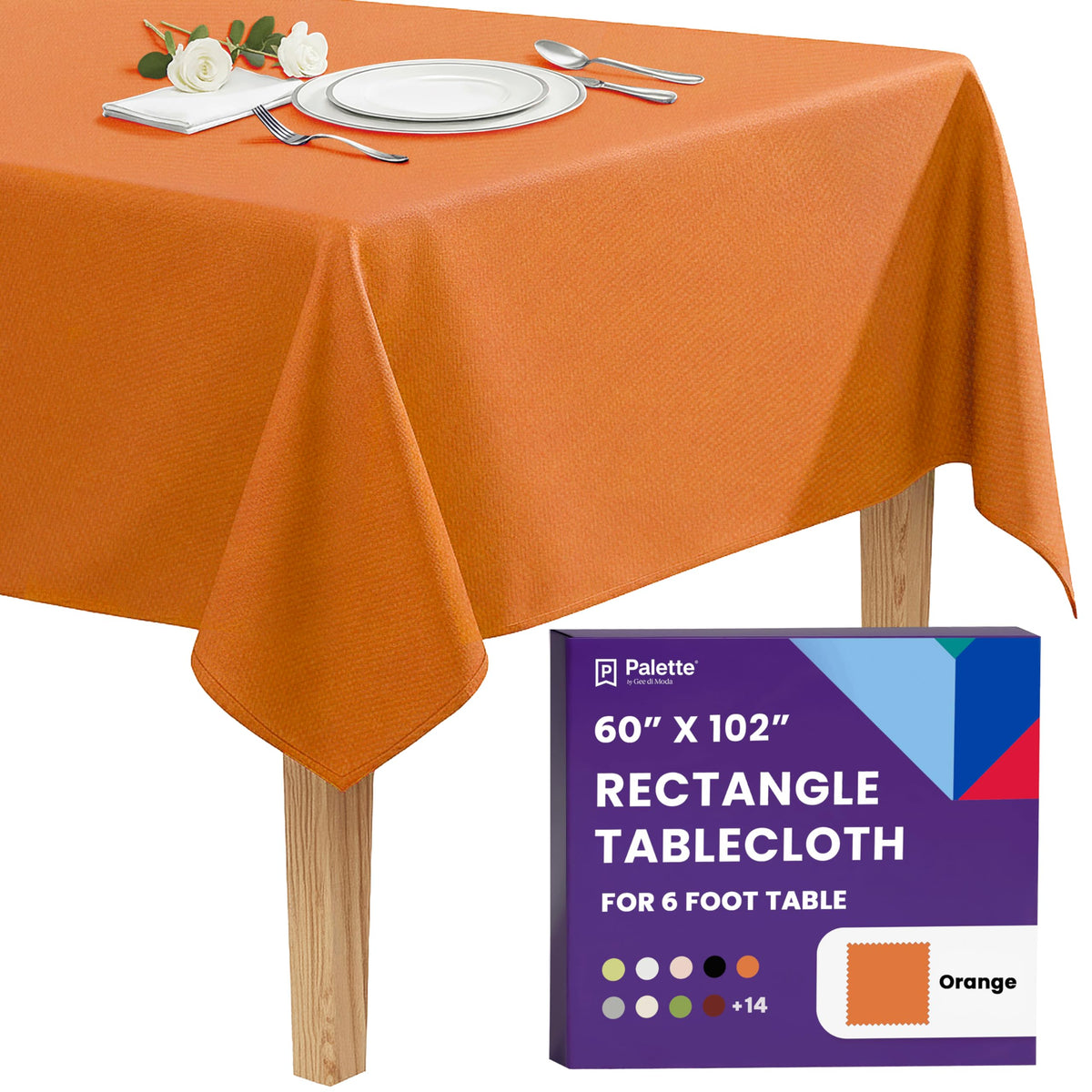 Gee Di Moda Rectangle Tablecloth - 60 x 102 Inch White Table Cloth for 6 Foot Rectangle Tables - Heavy Duty Washable Fabric - for Holiday Party, Dinner, Weddings, Baby Shower & Events