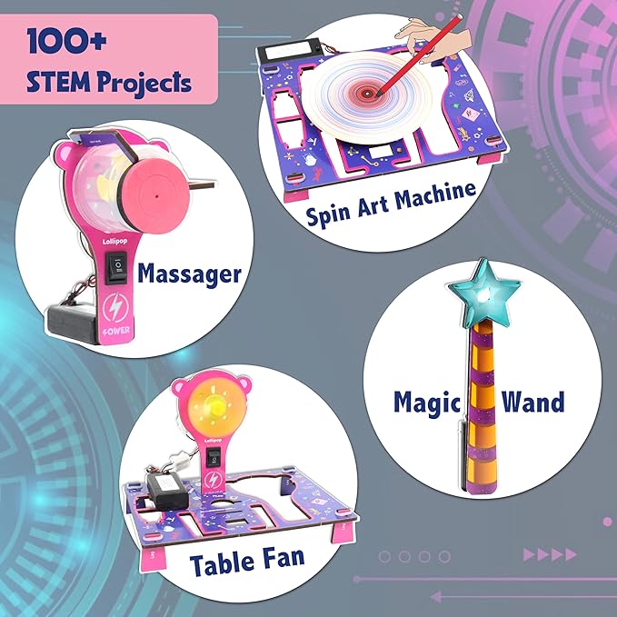 Butterfly EduFields 100+ STEM Projects | Girls Mini Engineering Kit for Ages 8 10 12 15 Years | Ultimate DIY Science Experiments for Kids | Educational Engineering Toys Best Birthday Gift idea