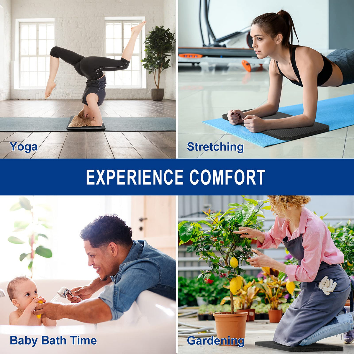 MRO Yoga Knee Pad Cushion –Premium Exercise Knee Pad - Eliminate Pain During Home Workout - Extra Padding & Support for Knees, Wrists, Elbows - Complements Your Yoga Mat 24''X10''X0.6''