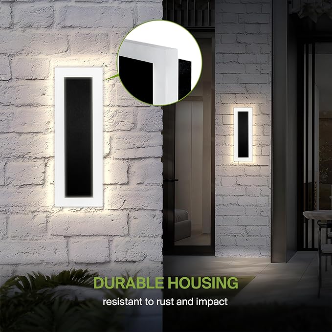ASD LED 18" Long Wall Mount Light Fixture, Outdoor & Indoor Linear Sconce | 3CCT, Dimmable, Waterproof, Anti-Rust, ETL Listed | 18W 1570LM 3000-5000K 100-277V | Exterior Porch Lighting | Black