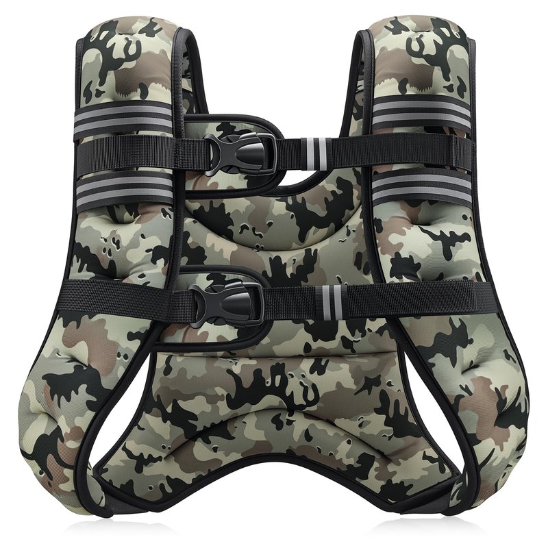 ZELUS Weighted Vest, 6lb/8lb/12lb/16lb/20lb/25lb/30lb Weight Vest for Men Women with Storage Pocket & Reflective Strips for Workout Strength Training Running Muscle Building, Desert Camo (30 lb)