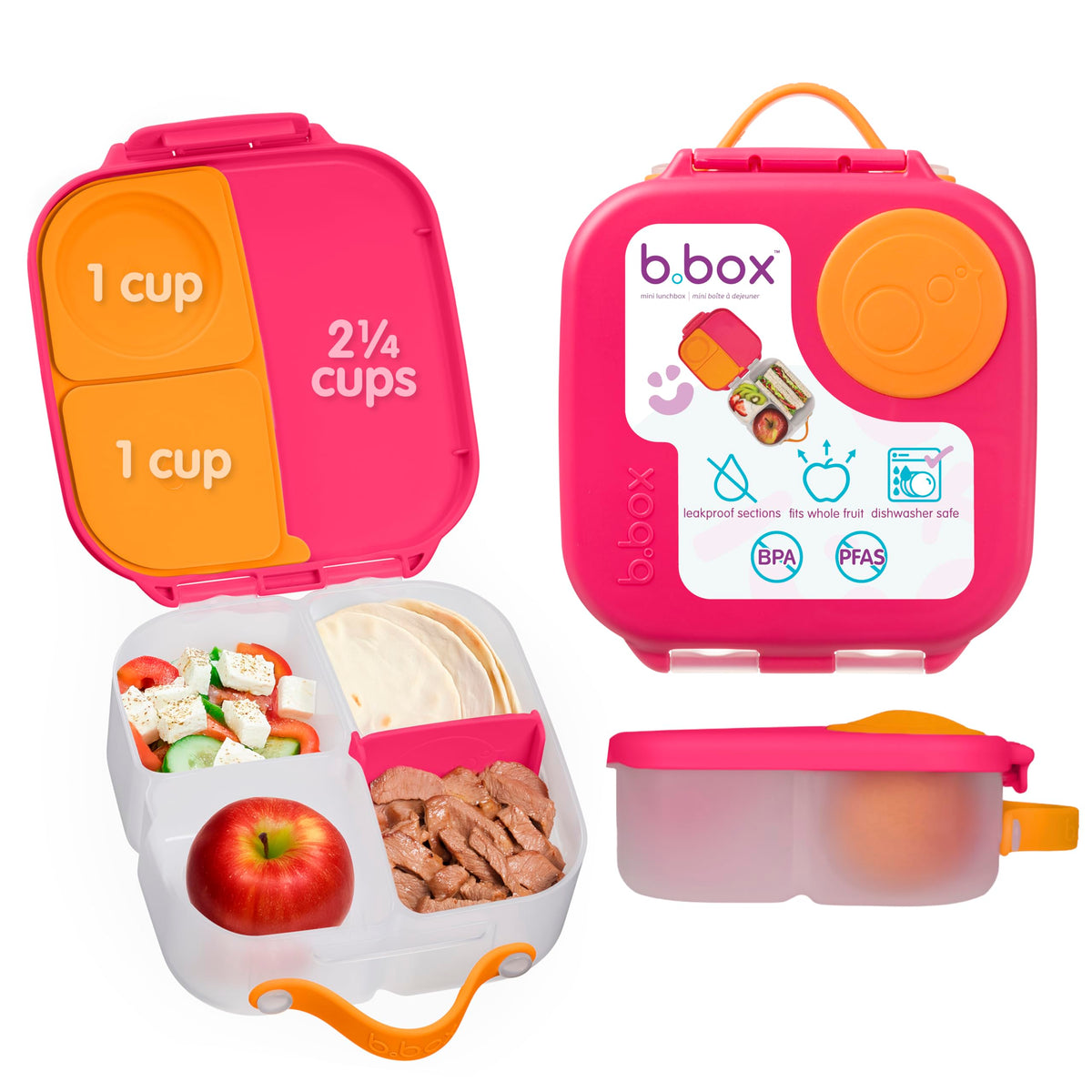 b.box Mini Lunch Box, Snack Containers for Kids, 4.25 Cup