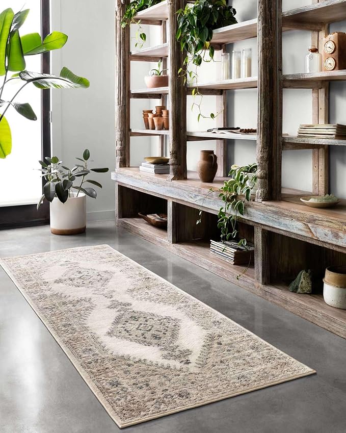 Loloi Teagan Collection TEA-02 Oatmeal/Ivory 2'-8" x 13' Runner Rug, Large, Soft Neutral Rug, High-Traffic for Living Room, Bedroom, Home Office, Dining Area