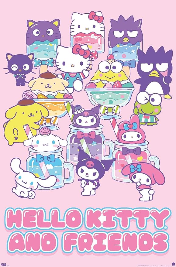 Trends International Hello Kitty and Friends: 24 Summer Fresh - Group Wall Poster, 34L x 22.4W, Premium Unframed Version
