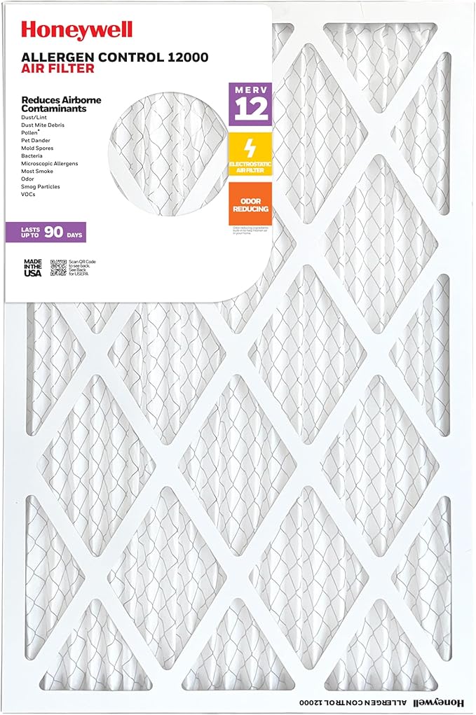 Honeywell 20x25x1 MERV 12 Electrostatic Pleated HVAC AC Furnace Air Filter |