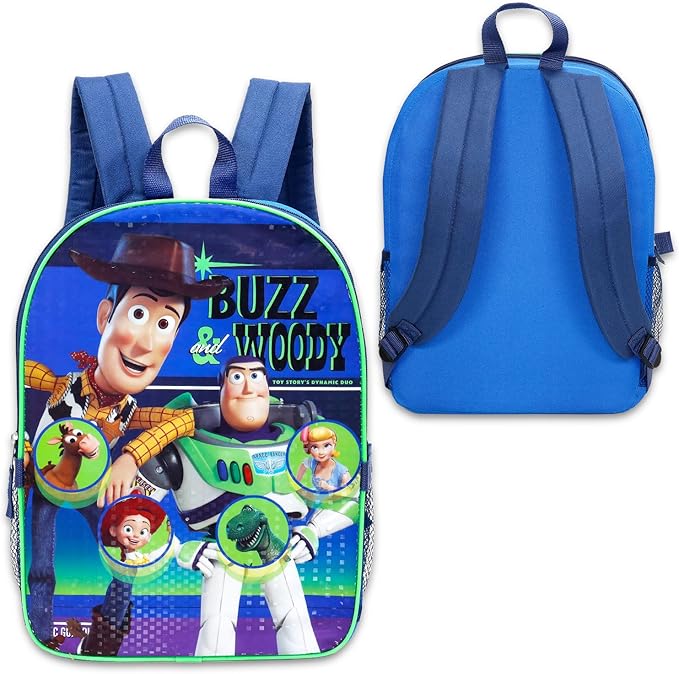 Disney Toy Story Backpack with Lunch Box Set - Bundle with 16" Woody and Buzz Lightyear Backpack, Lunch Bag, Water Bottle, Stickers, More | Toy Story 5 School Bag Set for Kids, Boys, Teens