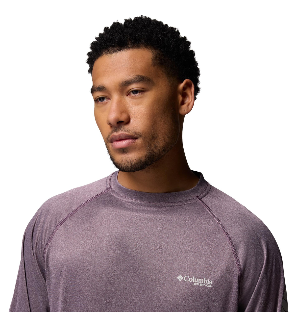 Columbia Men's PFG Terminal Tackle Long Sleeve Fishing Shirt, Dusty Purple Heather/Cool Grey Logo, 4X Tall