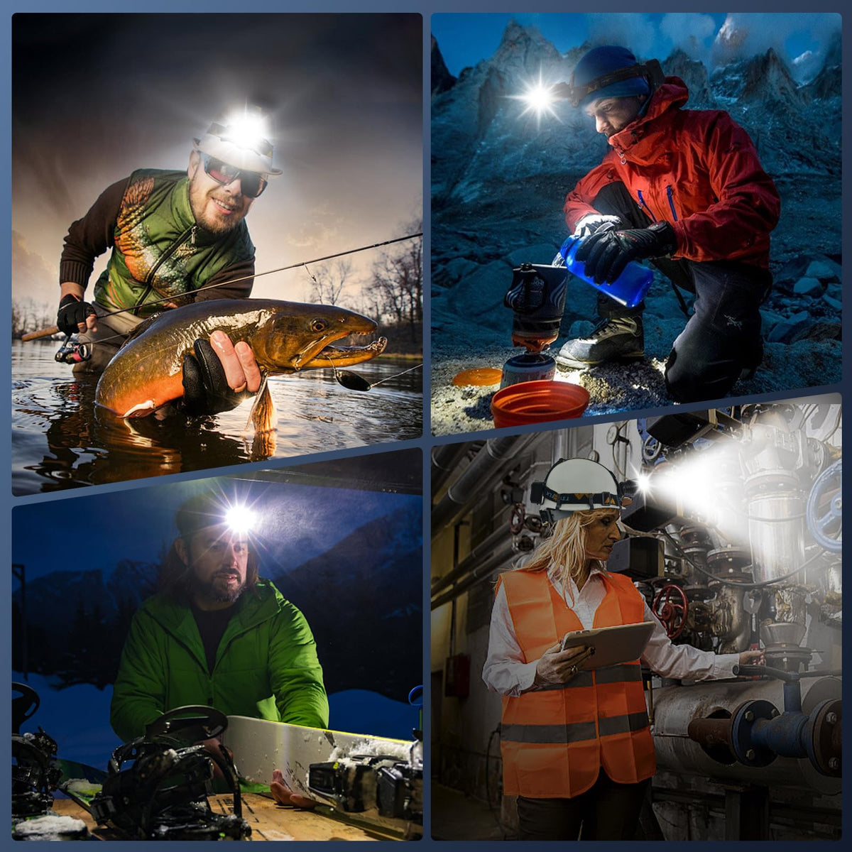 TIROFLX 12 Modes 210000 Lux Headlamp Motion Sensor Red Warning Zoomable Energy Saving, More Than 30Dys Standby Head Lamp, IP65 Waterproof and 125° Angle for Camping Outdoor Hardhat