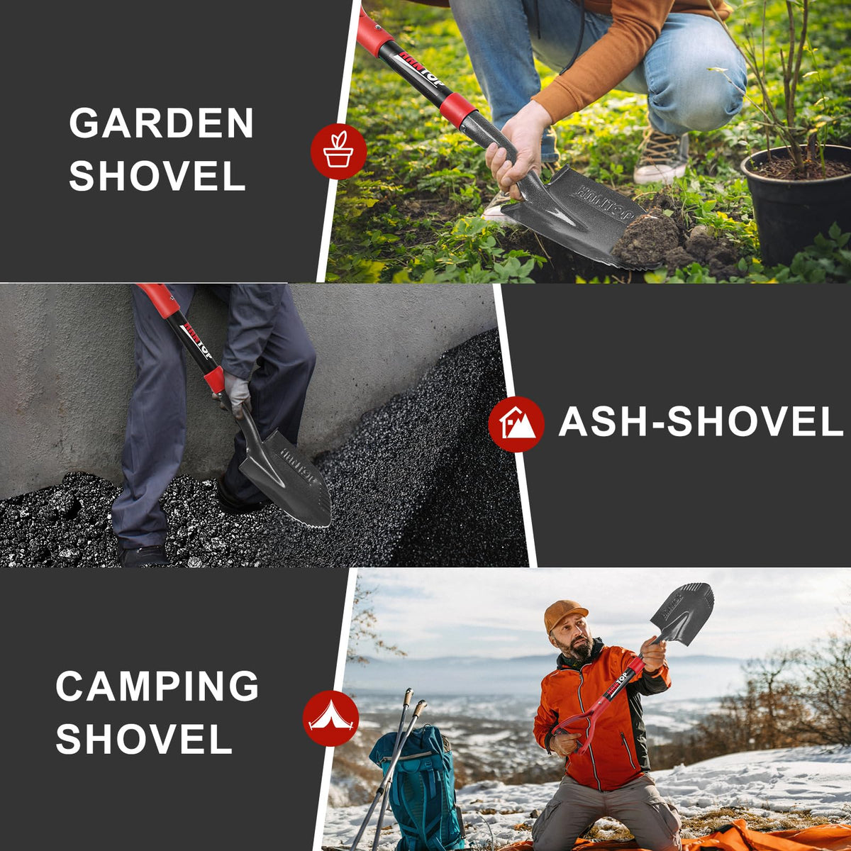 HANTOP Small Round Garden Shovel 28 inches for Digging and Gardening