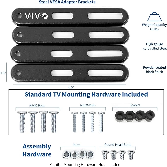 VIVO Steel VESA Extension Mount Adapter Brackets for Screens 32 to 55 inch LCD LED TV, Conversion Plate Kit for VESA up to 400x400mm (MOUNT-AD400B)