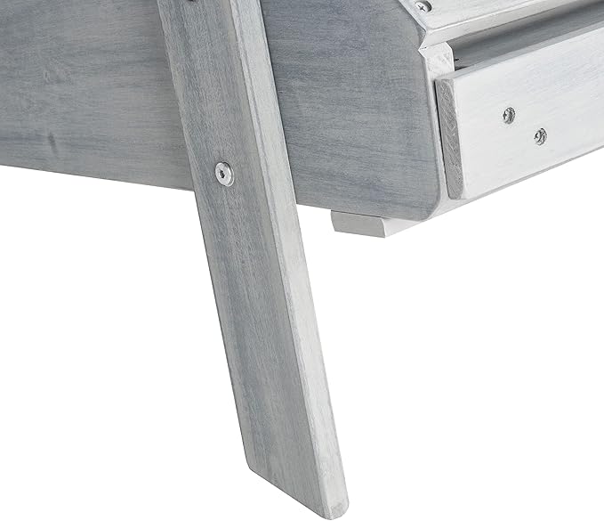 SAFAVIEH Outdoor Collection Merlin Ash Grey Adirondack Chair with Retractable Footrest